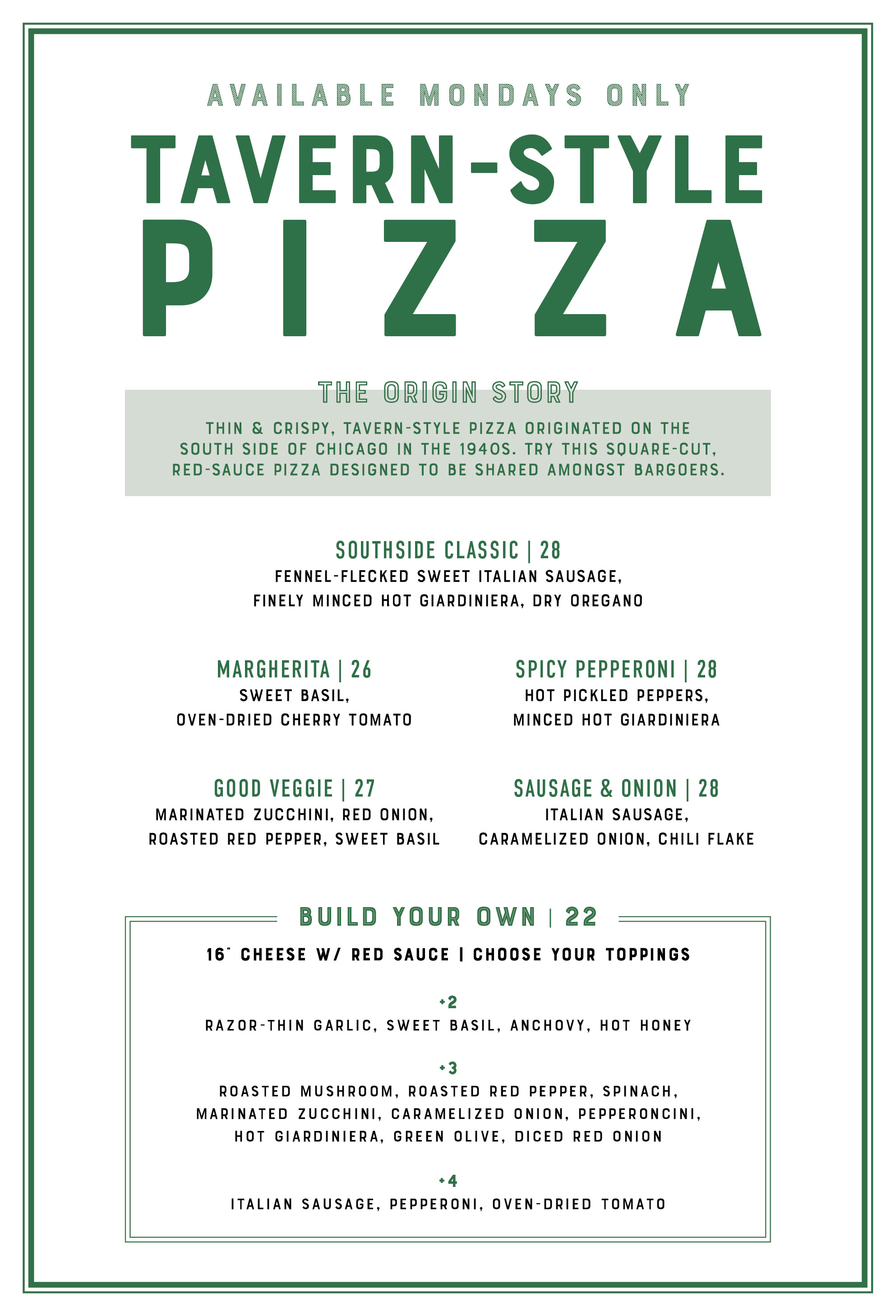 Pizza by Sal menu